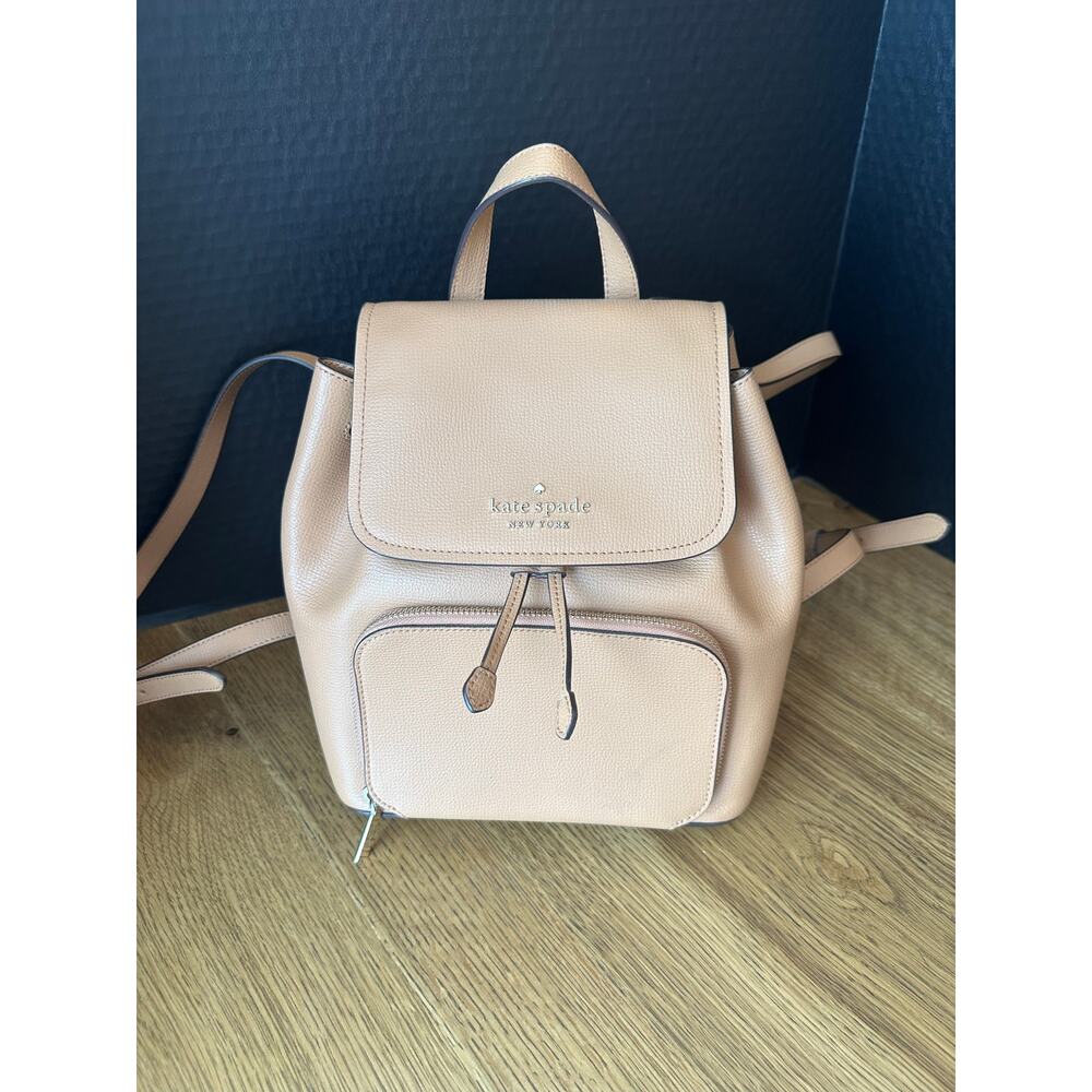 NWOT Kate Spade Drawstring Flap Backpack Light Tan